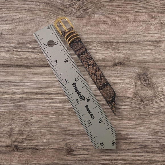 Python Belt Womens Size Medium Beige Snake Vegan Leather Embossed Fashion Slim40 - Picture 7 of 10